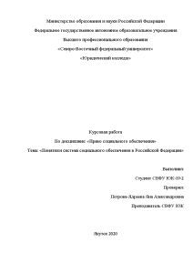 Курсовая — Понятия и система социального обеспечения в Российской Федерации — 1