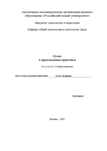 Отчёт по практике — Отчет по практике психолога на предприятии ООО Ксанти — 1