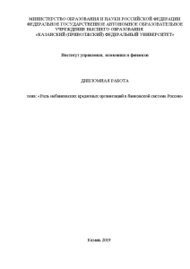 Дипломная — Роль небанковских кредитных организаций в банковской системе России — 1
