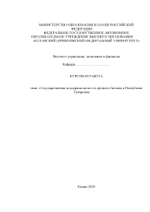 Курсовая — Государственная поддержка малого и среднего бизнеса в Республике Татарстан — 1