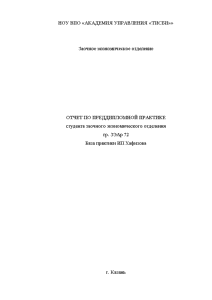 Отчёт по практике — Отчёт по практике на примере ИП Хафизова (оптовая и розничная торговля — 1