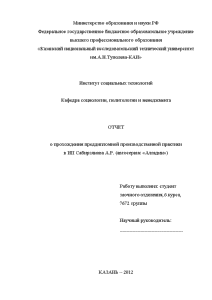 Отчёт по практике — Отчёт по практике на примере ИП Сабирзянова А.Р. автосервис «Алладин» — 1