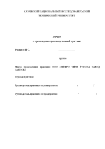 Отчёт по практике — Отчет о прохождении производственной практики на ООО «МЕФРО УИЛЗ РУССИА ЗАВОД — 1