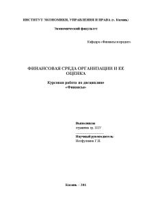 Курсовая — Финансовая среда организации и ее оценка — 1