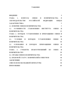 План дипломной работы опека и попечительство