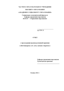 Отчёт по практике — Отчет по производственной практике на примере ИП Елизарова А.В. (сеть салонов — 1