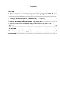 Отчет по практике по теме Организационно-экономическая характеристика ООО 'Восток'