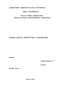 Доклад — International production cooperation (Международная производственная кооперация) — 1