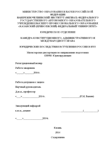 Магистерская диссертация — Юридические последствия вступления России в ВТО — 1