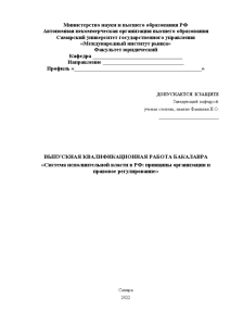 Дипломная — Система исполнительной власти в РФ: принципы организации и правовое регулирование — 1