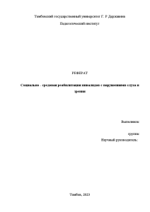 Реферат — Социально - средовая реабилитация инвалидов с нарушениями слуха и зрения — 1