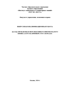 Дипломная — Проблемы и перспективы развития малого бизнеса в РТ — 1