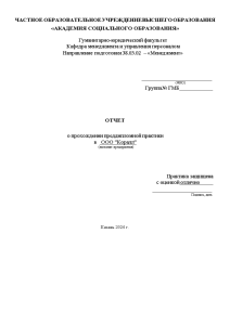 Отчёт по практике — Отчет по преддипломной практике на примере ООО 