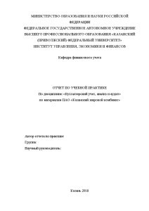 Отчёт по практике — Отчет по учебной практике на примере ПАО Казанский жировой комбинат — 1