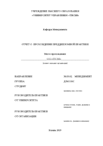 Отчёт по практике — Отчет по преддипломной практике на предприятии (на примере ООО 