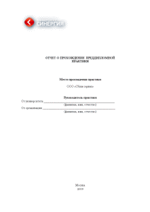 Отчёт по практике — Отчет по преддипломной практике по материалам ООО Сбим Сервис (Синергия) — 1