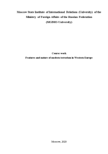 Курсовая — Features and nature of modern terrorism in Western Europe — 1