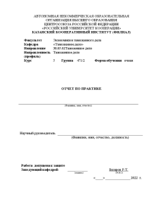 Отчёт по практике — Отчет по преддипломной практике в Татарстанской таможне (тема ВКР: Таможенная проверка: — 1
