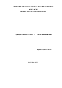 Аналитическая — Характеристика деятельности ООО «Компания КомЛайн» за 2019-2021 гг. — 1