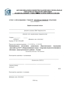 Отчёт по практике — Отчет по производственной практике ПМ 03 «Организация занятий по основным общеобразовательным — 1