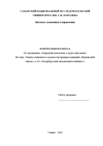 Контрольная — Оценка социального кодекса компаний (на примере ПАО «Норильский никель» и АО «Петербургский мельничный — 1