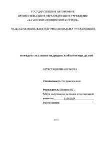 Индивидуальная — Порядок оказания медицинской помощи (на примере детской консультации ГАУЗ Арская ЦРБ) — 1