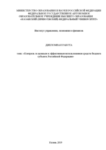 Дипломная — Контроль за целевым и эффективным использованием средств бюджета субъекта Российской Федерации — 1