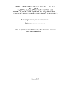 Отчёт по практике — Отчет по производственной практике (АО «Кукморский валяльно-войлочный комбинат») — 1