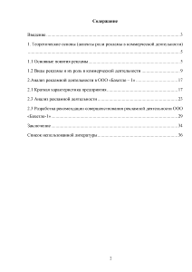 Реферат: Совершенствование рекламной деятельности предприятия