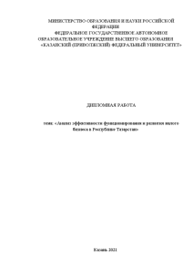 Дипломная — Анализ эффективности функционирования и развития малого бизнеса в Республике Татарстан — 1