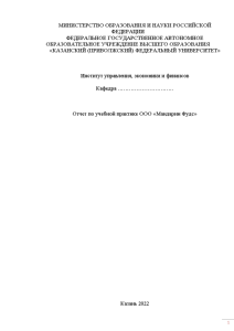 Отчёт по практике — Отчет по учебной практике ООО «Мандарин Фудс» — 1