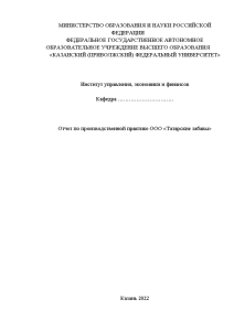 Отчёт по практике — Отчет по производственной практике ООО «Татарские забавы» — 1
