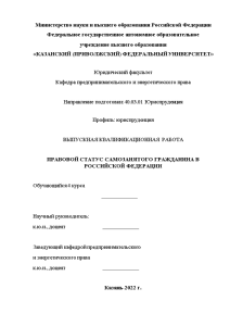 Дипломная — Правовой статус самозанятого гражданина в Российской Федерации — 1