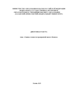 Дипломная — Оценка стоимости предприятий малого бизнеса ООО 