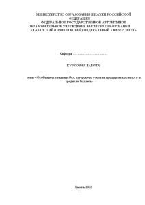 Курсовая — Особенности ведения бухгалтерского учета на предприятиях малого и среднего бизнеса — 1
