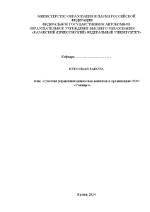 Курсовая — Система управления ценностью клиентов в организации ООО «Сонмарт» — 1