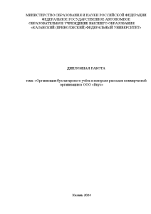 Дипломная — Организация бухгалтерского учёта и контроля расходов коммерческой организации в ООО «Вкус» — 1