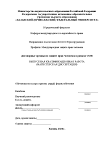 Магистерская диссертация — Договорные органы по защите прав человека в рамках ООН — 1