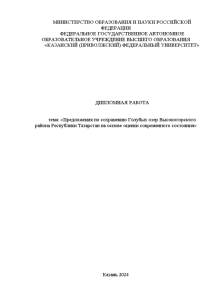 Дипломная — Предложения по сохранению Голубых озер Высокогорского района Республики Татарстан на основе оценки современного — 1