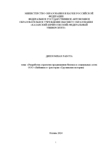 Дипломная — Разработка стратегии продвижения бизнеса в социальных сетях ООО «Набинвест» (ресторан «Грузинские истории) — 1