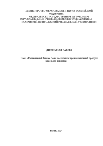 Дипломная — Гостиничный бизнес Сочи хостелы как привлекательный продукт массового туризма — 1