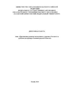 Дипломная — Перспективы развития молодежного туризма в России и за рубежом (на примере Калининградской области) — 1