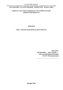 Доклад — Беловоротничковый вид преступности — 1