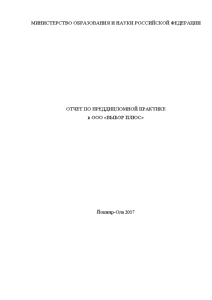 Отчёт по практике — Отчет по преддипломной практике на примере ООО 