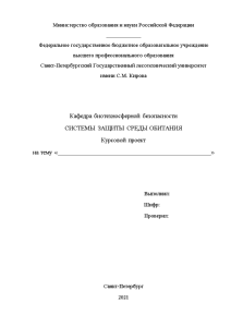 Курсовая — Система защиты среды обитания — 1