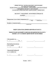 Бакалаврская — Выбор направлений развития предприятия малого бизнеса в условиях цифровой экономики — 1