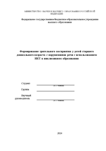 Дипломная — Формирование зрительного восприятия у детей старшего дошкольного возраста с нарушениями речи с использованием — 1