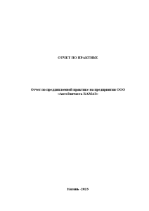 Отчёт по практике — Отчет по преддипломной практике на предприятии ООО «АвтоЗапчасть КАМАЗ» — 1
