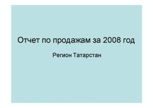 Презентация — Отчет по продажам за 2008 год Регион Татарстан — 1