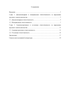 Контрольная работа: Ответственность за нарушение трудового законодательства